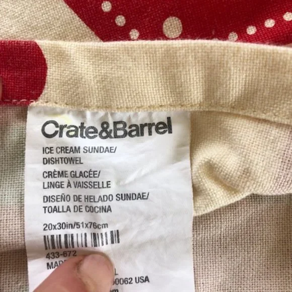 Crate & Barrel  Ice Cream Sundae Dish Towel - Picture 3 of 3